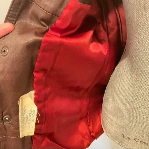 🦄RARE 70s Vintage Pierre Desmarais VOYAGEUR Genuine Brown Leather Jacket - Picture 9 of 13